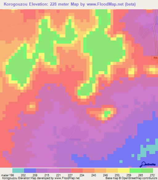 Korogouzou,Benin Elevation Map
