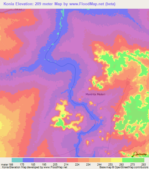 Konia,Benin Elevation Map