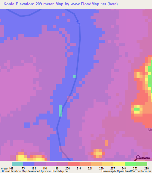 Konia,Benin Elevation Map