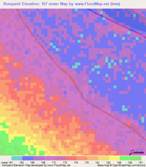 Kompanti,Benin Elevation Map