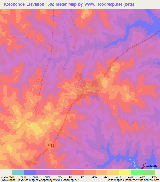 Kolokonde,Benin Elevation Map