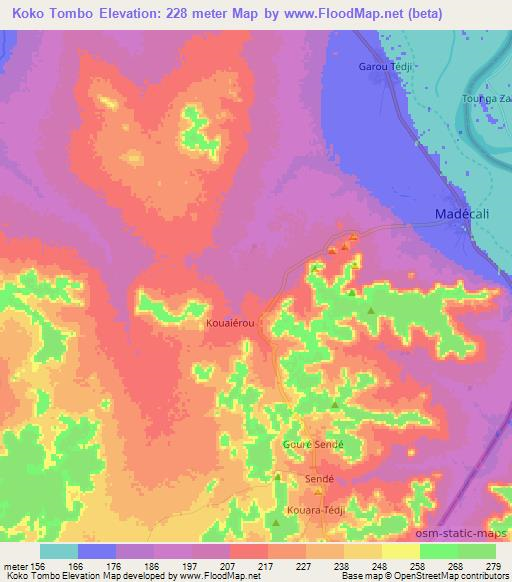 Koko Tombo,Benin Elevation Map