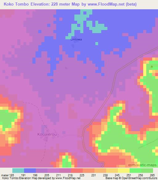Koko Tombo,Benin Elevation Map