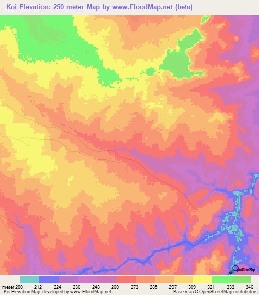 Koi,Benin Elevation Map