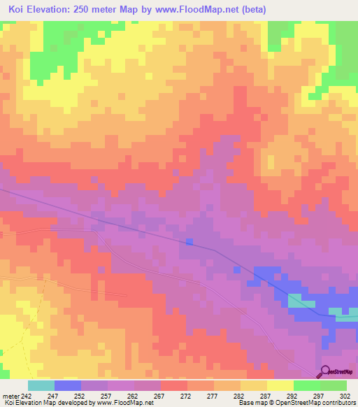 Koi,Benin Elevation Map