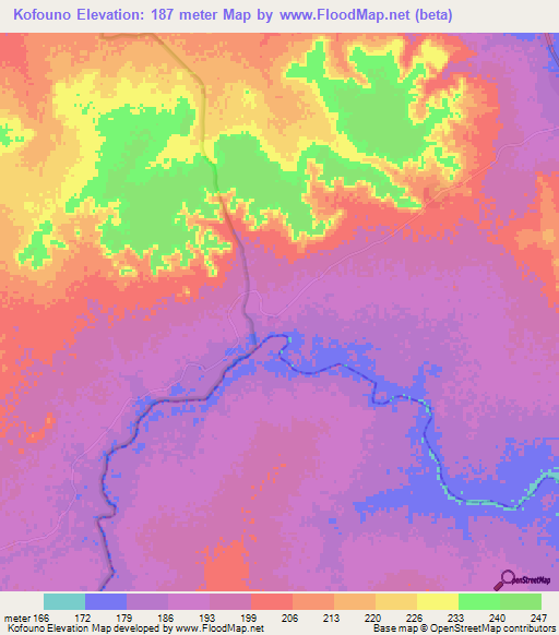 Kofouno,Benin Elevation Map