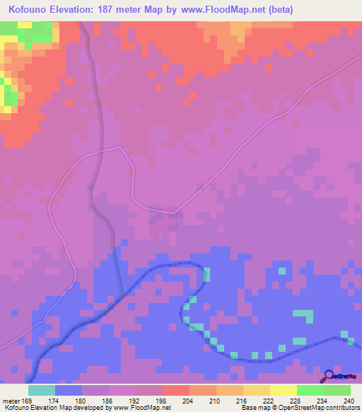 Kofouno,Benin Elevation Map