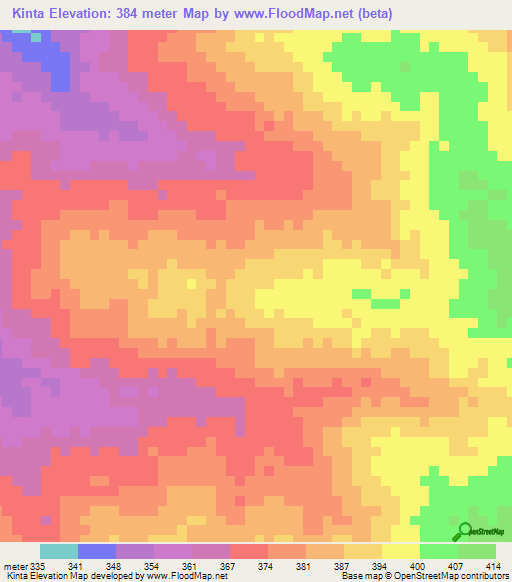 Kinta,Benin Elevation Map