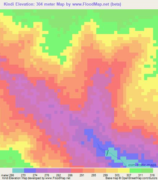 Kindi,Benin Elevation Map
