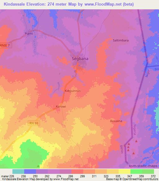 Kindassale,Benin Elevation Map