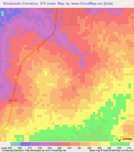 Kindassale,Benin Elevation Map