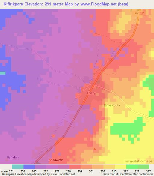 Kifirikpara,Benin Elevation Map