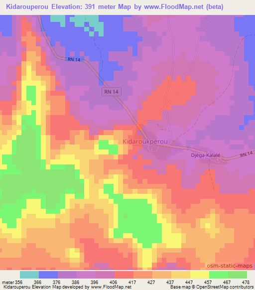 Kidarouperou,Benin Elevation Map