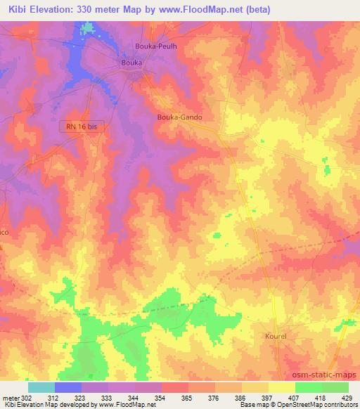 Kibi,Benin Elevation Map