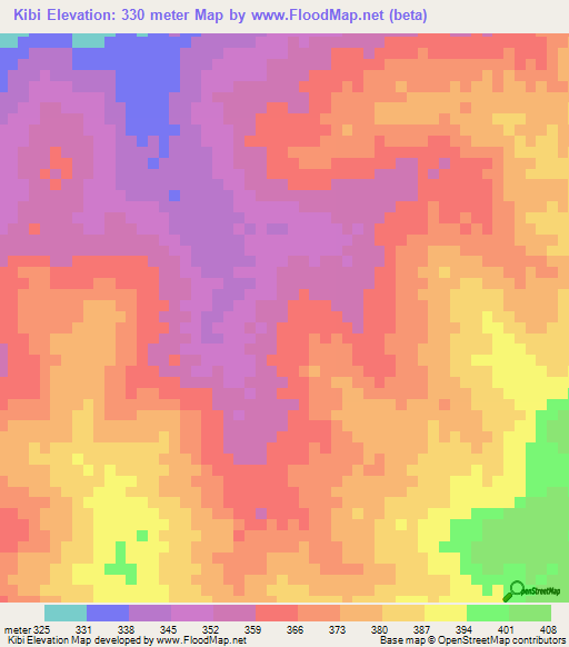 Kibi,Benin Elevation Map
