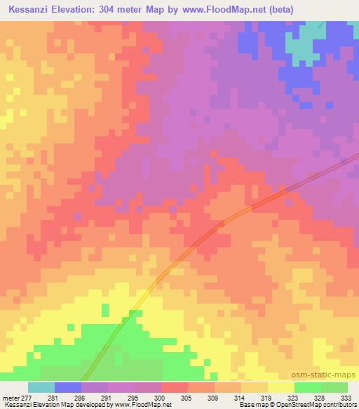 Kessanzi,Benin Elevation Map