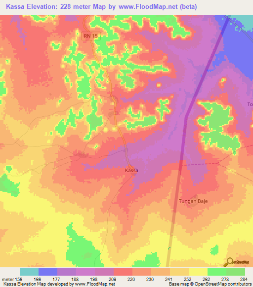 Kassa,Benin Elevation Map