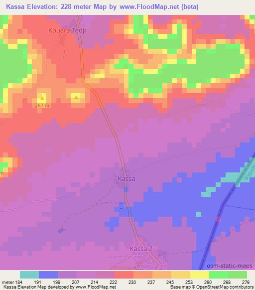 Kassa,Benin Elevation Map