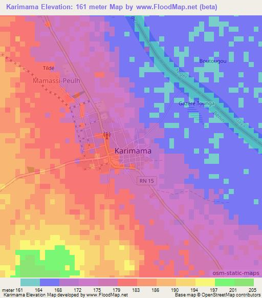 Karimama,Benin Elevation Map