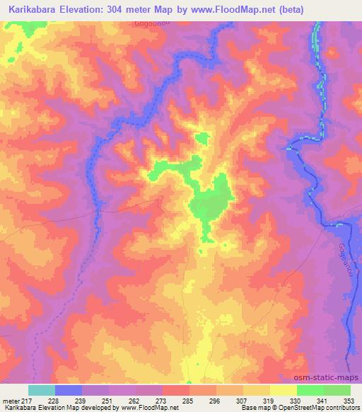 Karikabara,Benin Elevation Map