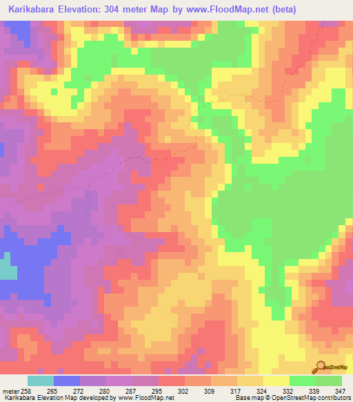 Karikabara,Benin Elevation Map