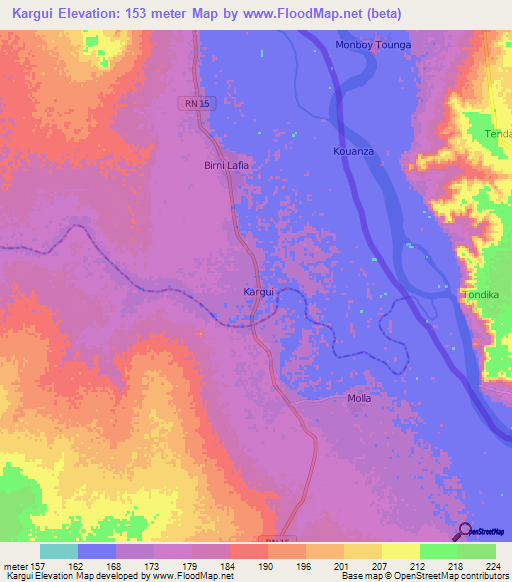 Kargui,Benin Elevation Map