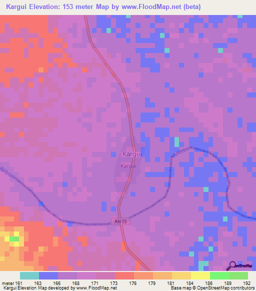 Kargui,Benin Elevation Map