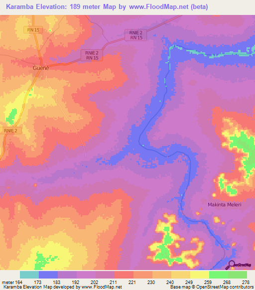 Karamba,Benin Elevation Map