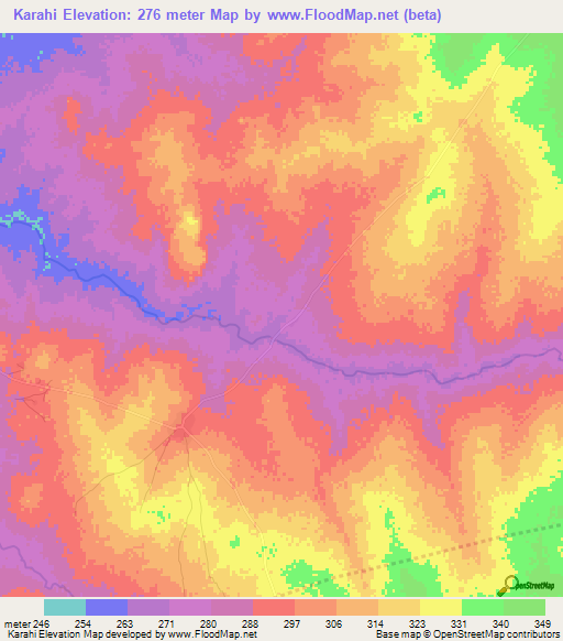 Karahi,Benin Elevation Map