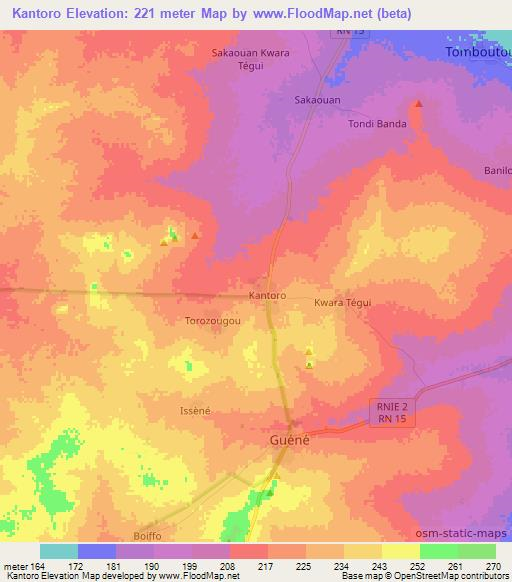 Kantoro,Benin Elevation Map
