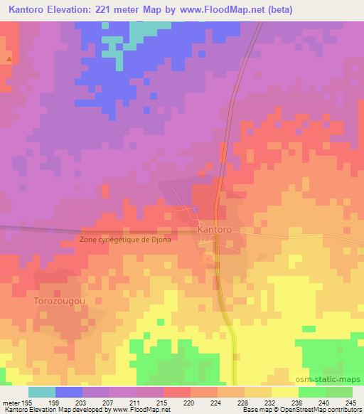 Kantoro,Benin Elevation Map