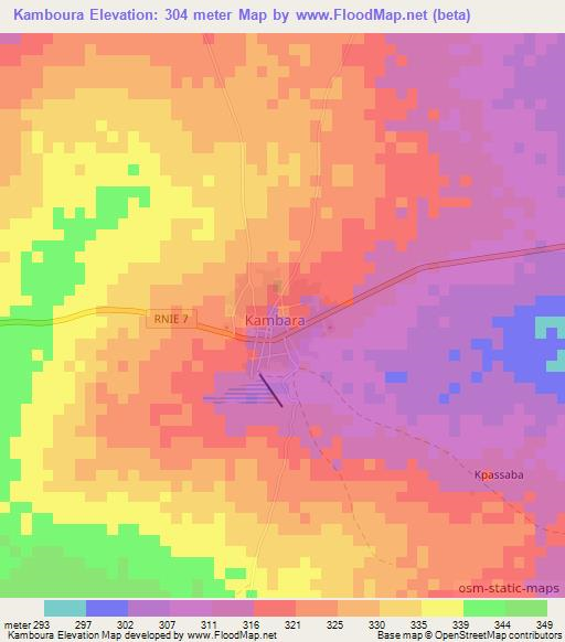 Kamboura,Benin Elevation Map