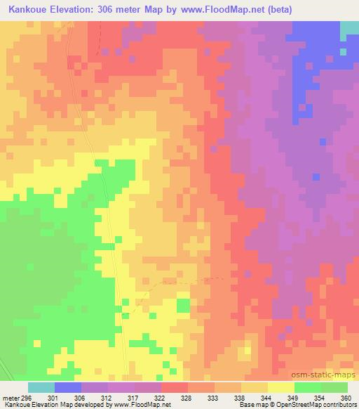 Kankoue,Benin Elevation Map