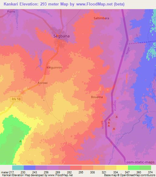 Kankari,Benin Elevation Map