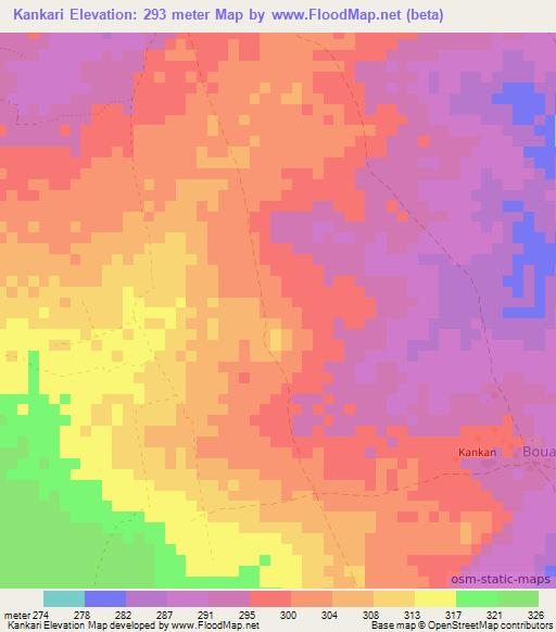 Kankari,Benin Elevation Map