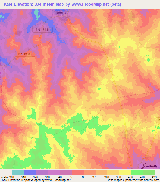 Kale,Benin Elevation Map