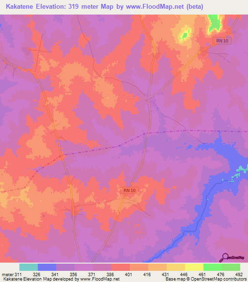 Kakatene,Benin Elevation Map