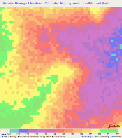 Kabeka Koungo,Benin Elevation Map