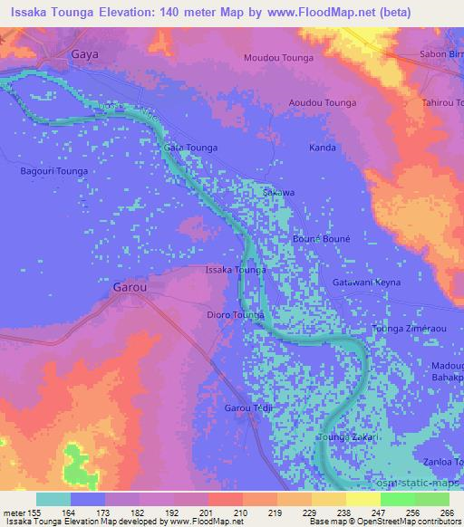 Issaka Tounga,Benin Elevation Map