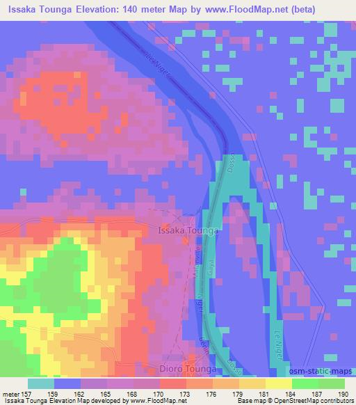 Issaka Tounga,Benin Elevation Map