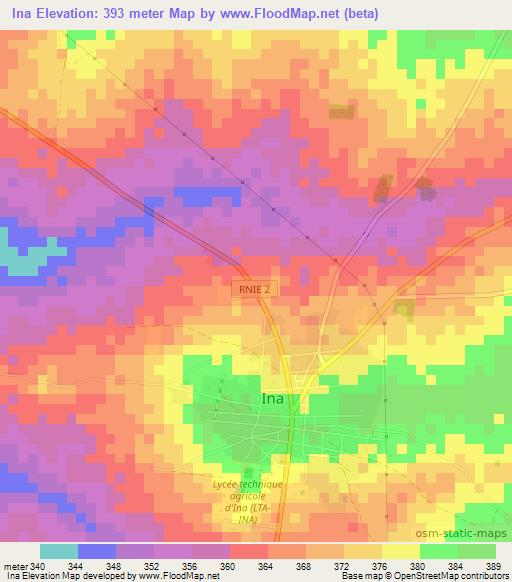 Ina,Benin Elevation Map
