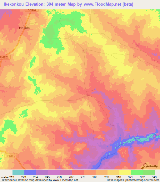 Ikekonkou,Benin Elevation Map