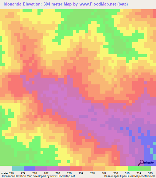 Idonanda,Benin Elevation Map