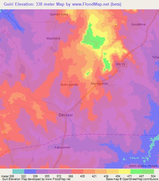 Guiri,Benin Elevation Map