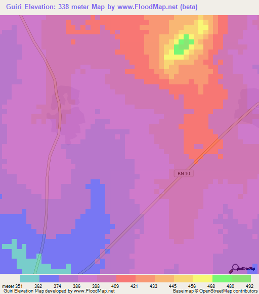 Guiri,Benin Elevation Map