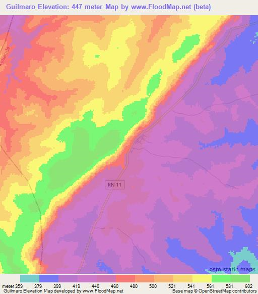 Guilmaro,Benin Elevation Map