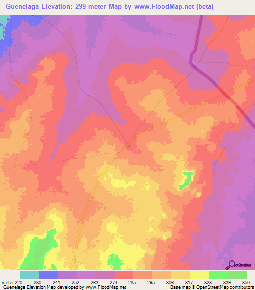 Guenelaga,Benin Elevation Map