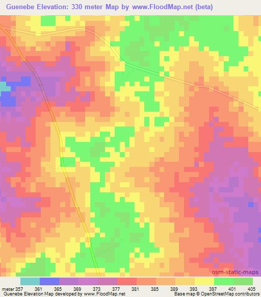 Guenebe,Benin Elevation Map