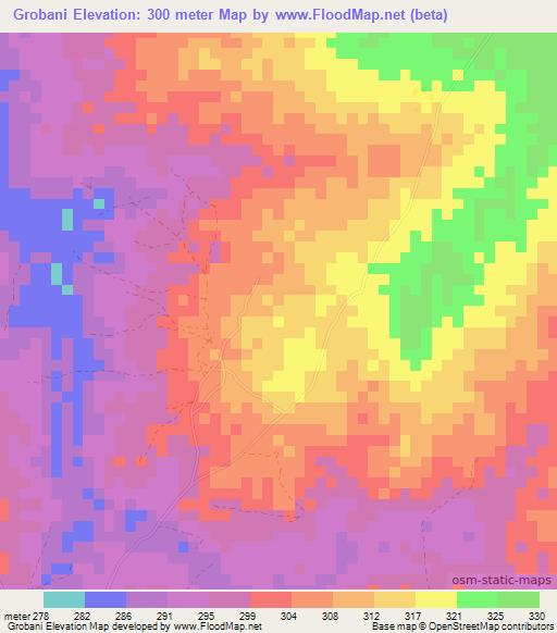 Grobani,Benin Elevation Map