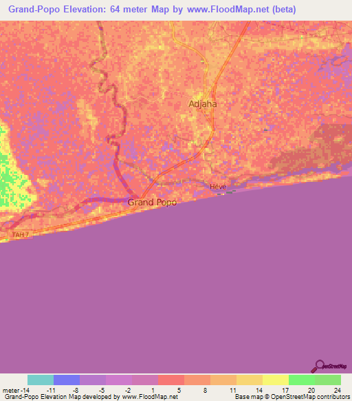 Grand-Popo,Benin Elevation Map